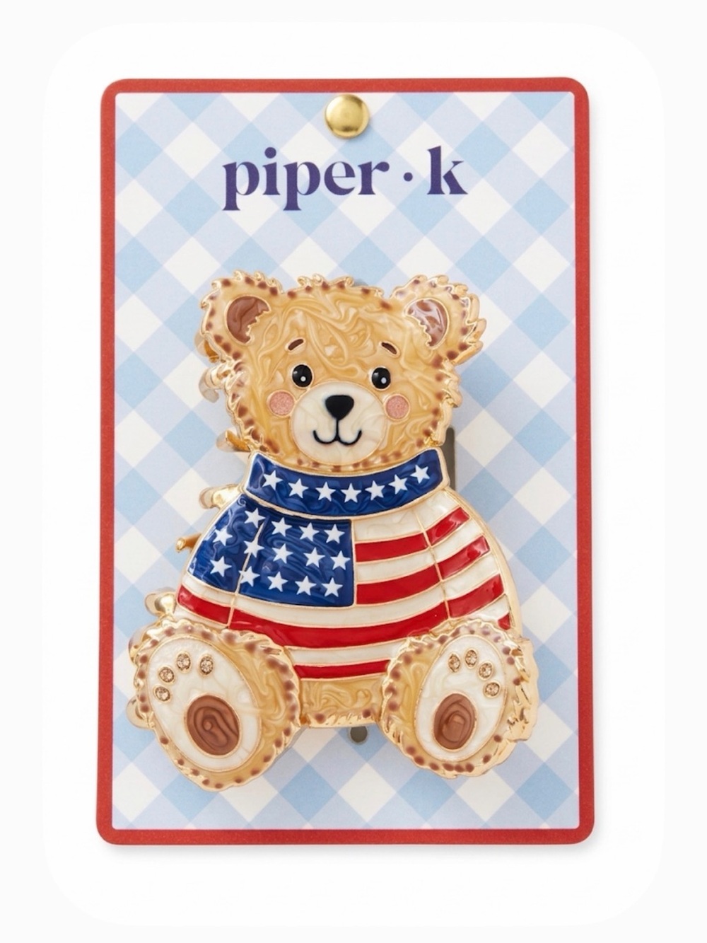 NWT ⚜️🇺🇸⚜️ PIPER K PATRIOTIC TEDDY BEAR CLAW CLIP